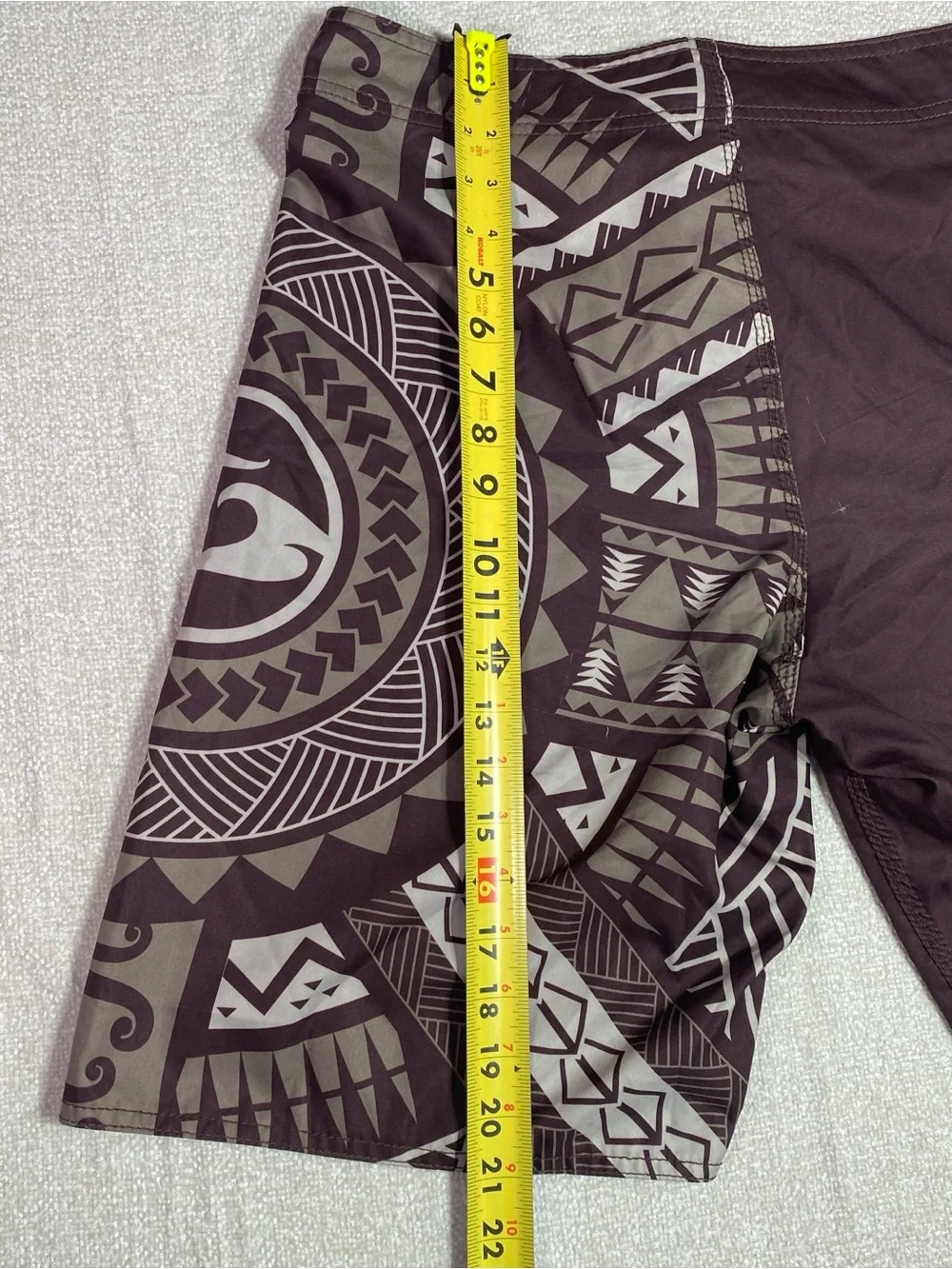 Honolua Unlimited Series Men’s Board Shorts 32 Brown Tribal Print Surf Swim